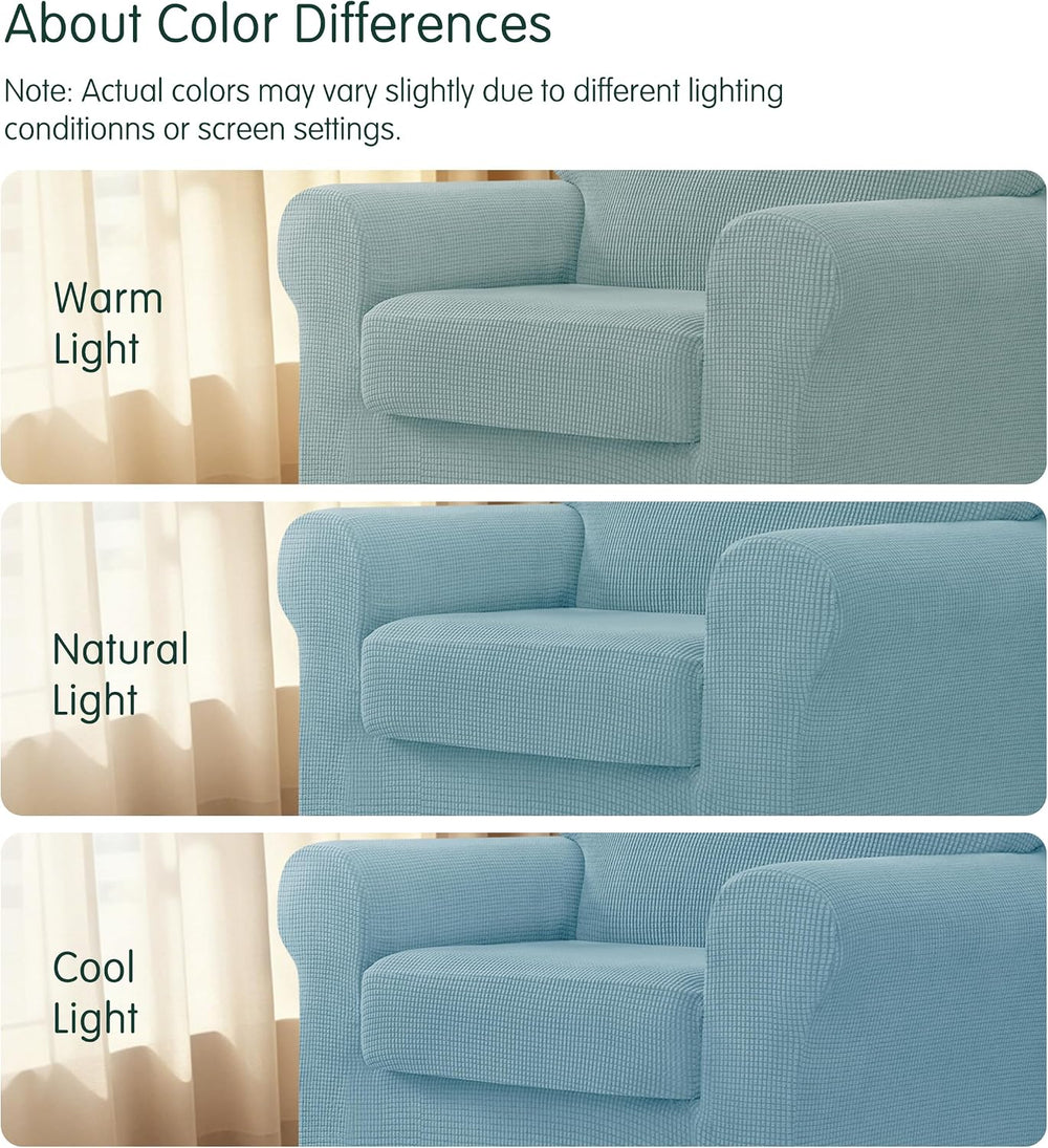 CHUN YI 3 Piece Stretch Armchair Sofa Cover, 1 Seater Couch Slipcover with On...