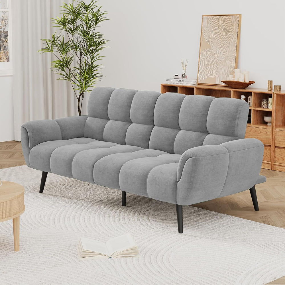 HIPIHOM Convertible Futon Sofa Bed, 76.77" Modern Linen Futon Couch, Com...