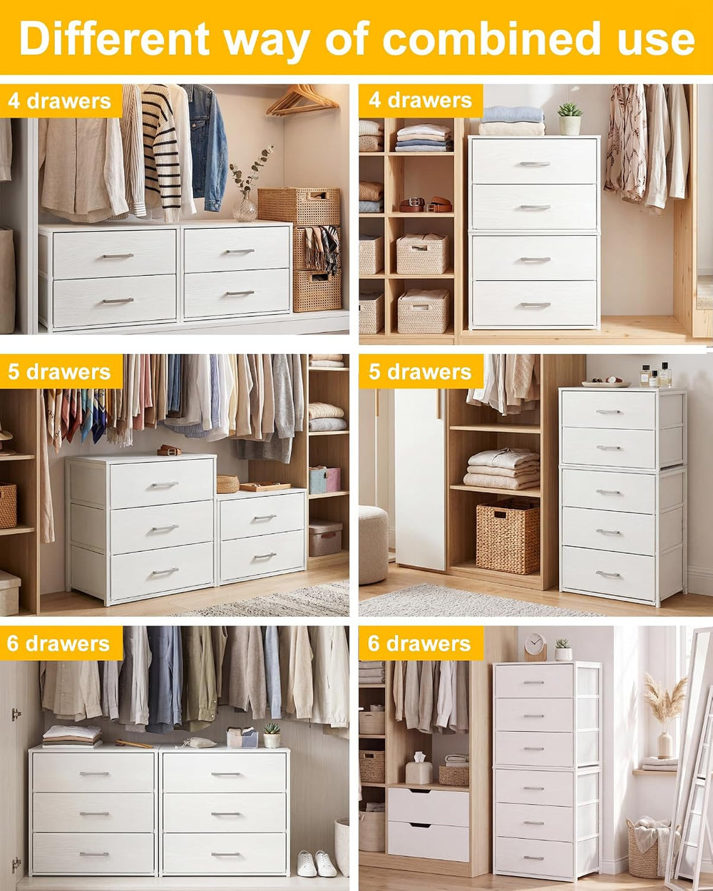 Fixwal Closet Drawers for Clothes, 1 Pack, 2 Drawers Dresser, 21.2" Wide