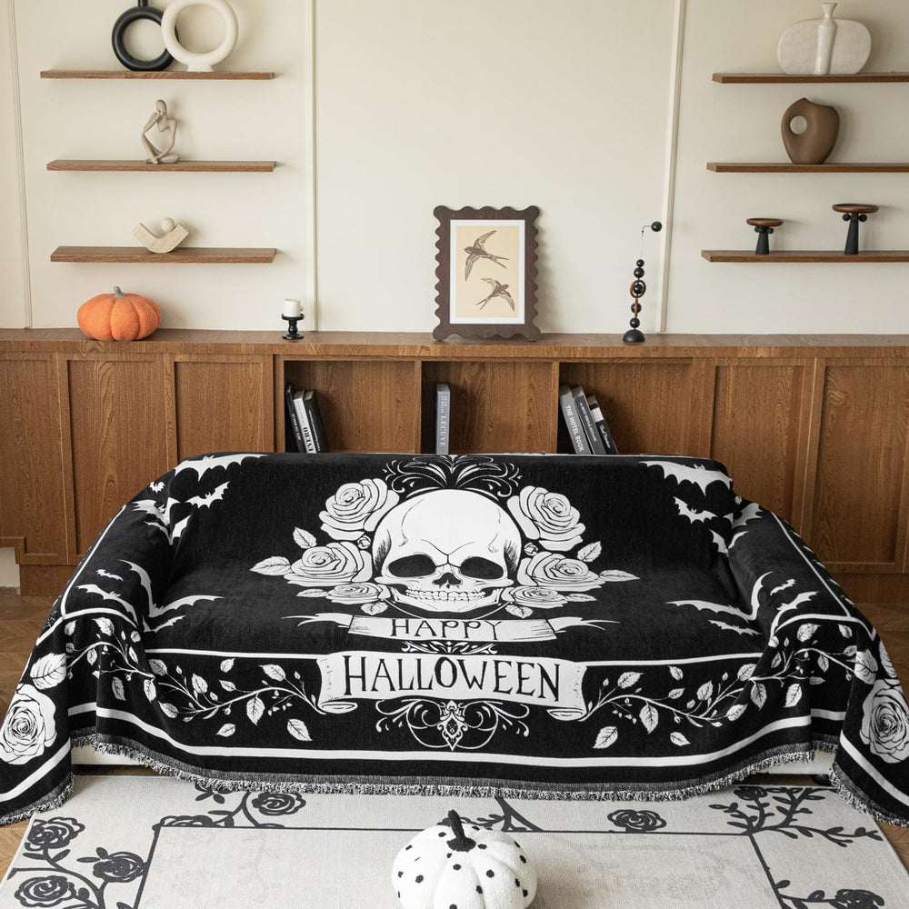 EVENHUG Halloween Sofa Cover Soft Washable Reversible Couch Cover Halloween H...