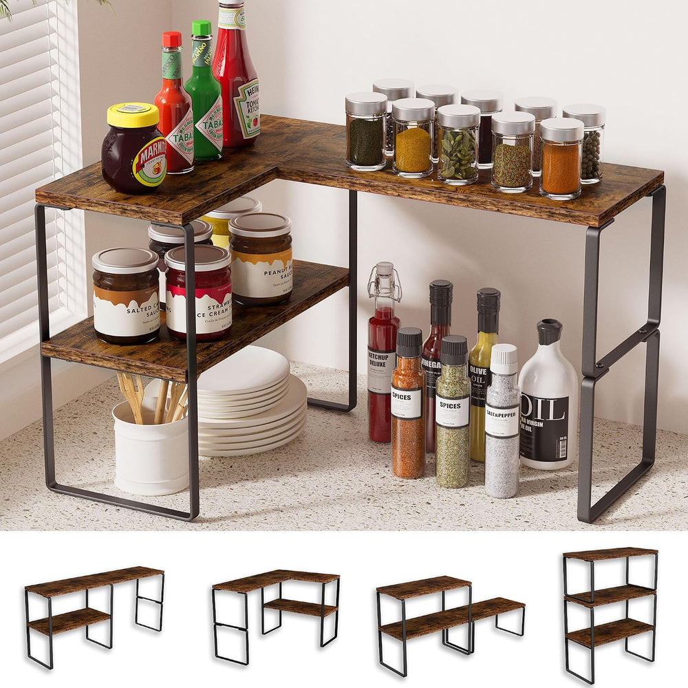 Golener Countertop Organizer Corner Shelf, 2-Tier Adjustable Stackable Corner
