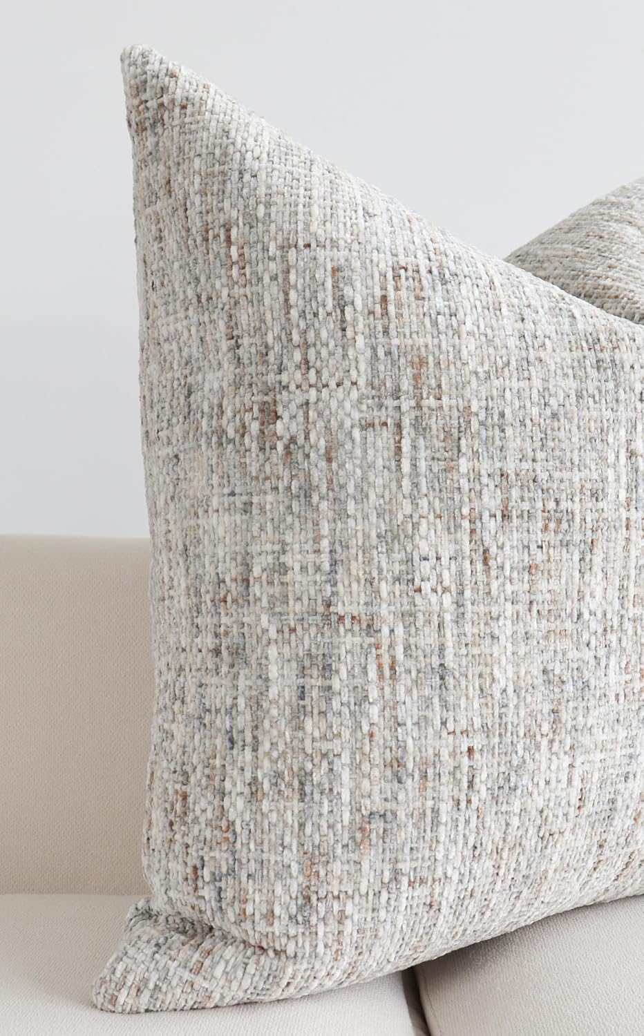 Textured Chenille Throw Pillow Cover 26x26 Inch Soft Neutral Woven Euro Shams...