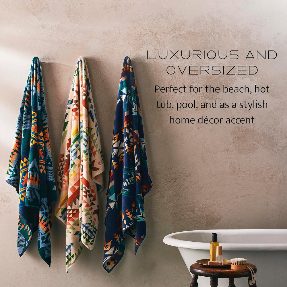 Pendleton Oversized Jacquard Spa Towel, 40 x 70 Inches, Soft Cotton Fabric | ...