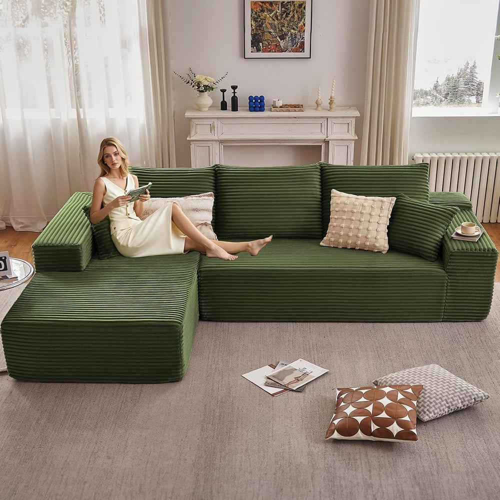 107" Cloud Sectional Couch with L-Shape Chaise, Modern Modular Comfy Sof...