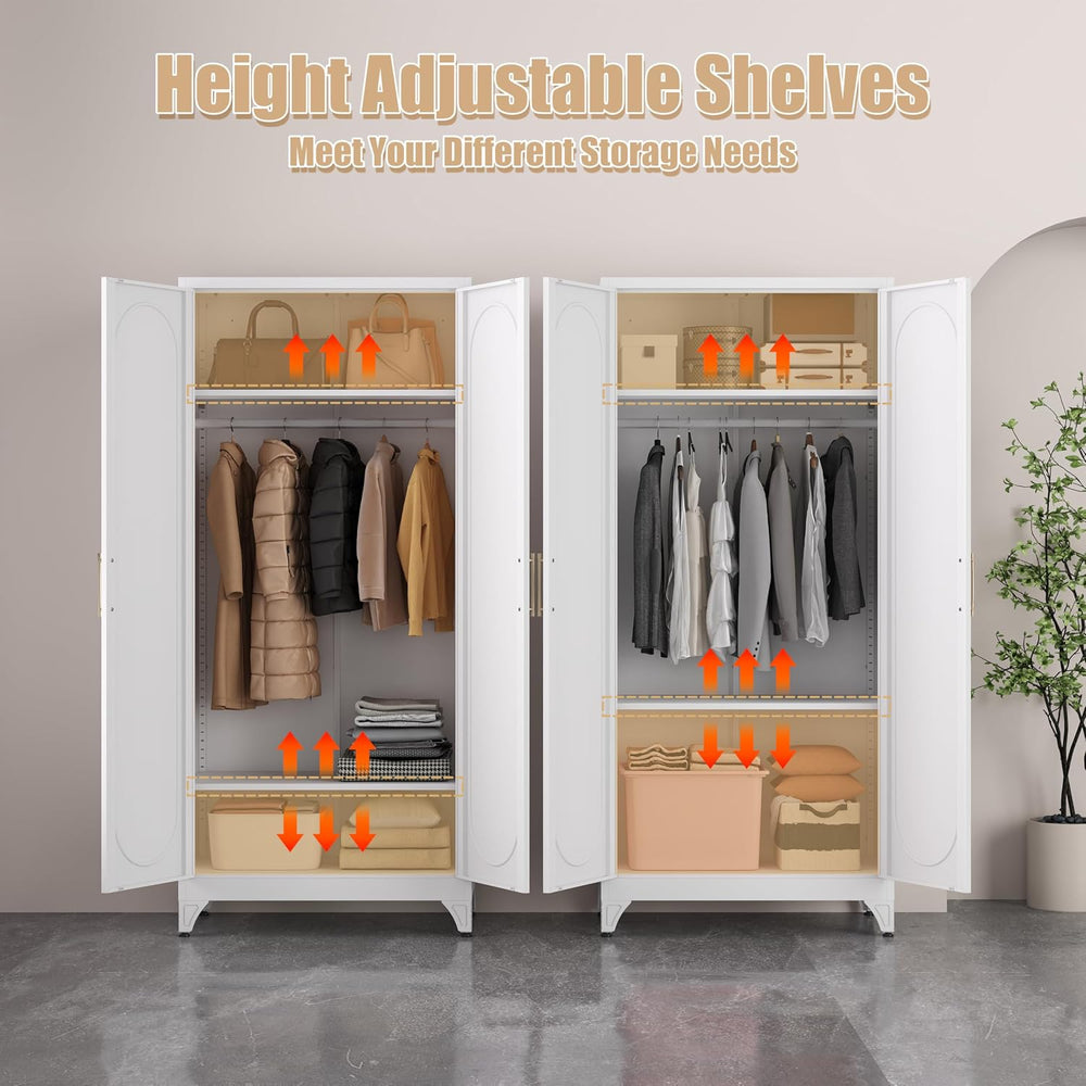 Armoire Wardrobe Closet with Hanging Rod and 2 Adjustable Shelves