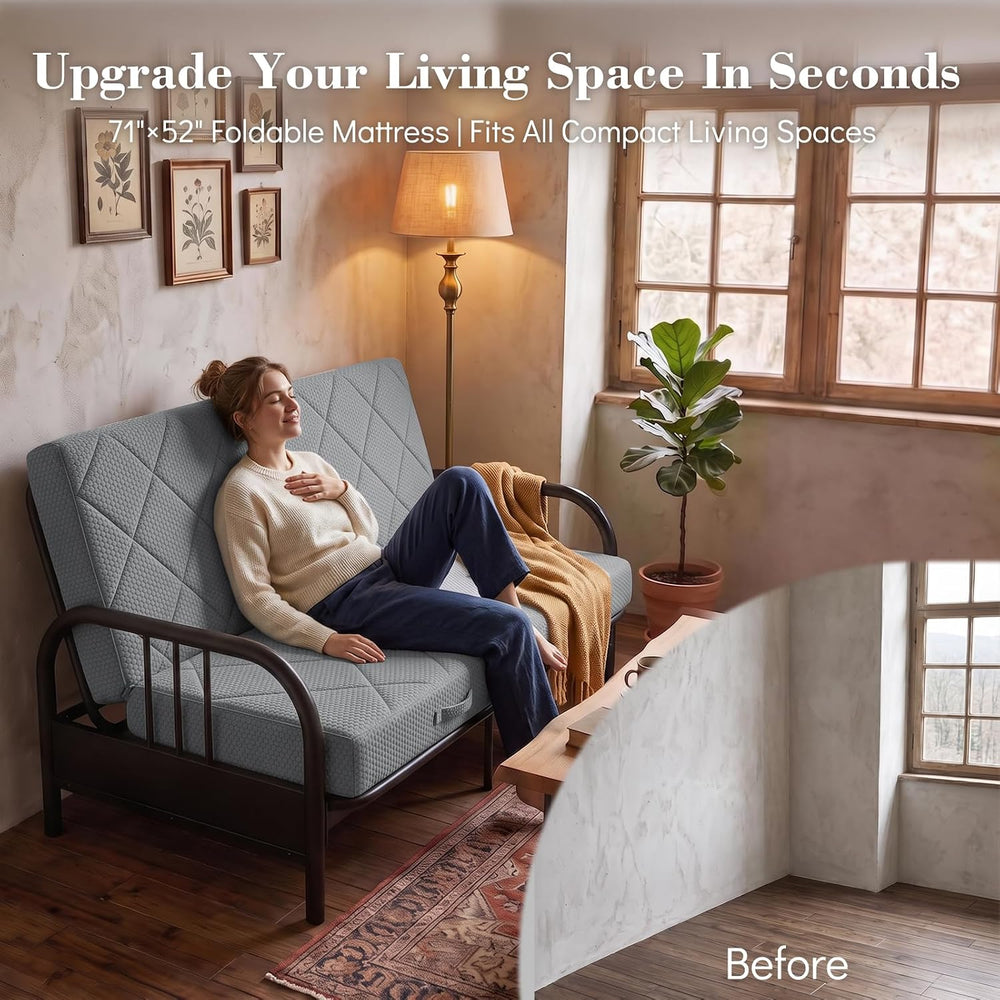 6" Full Size Futon Mattress Replacement with Handles,71X52X6"