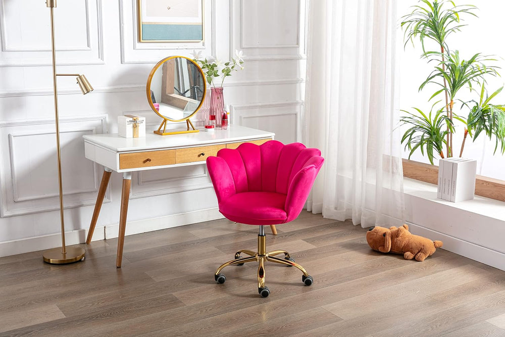 Comfy Home Office Task Chair with Wheels, Cute Modern Upholstered Velvet Seas...