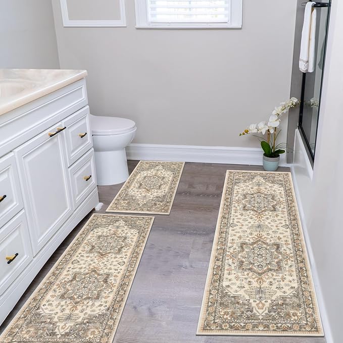 HEBE Boho Kitchen Rug Sets 3 Piece