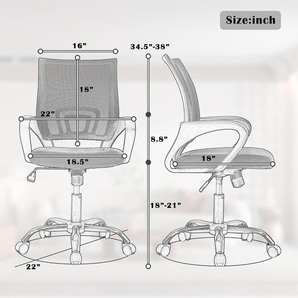MKDLUFEI Office Chair, Ergonomic Cheap Desk Chair with Lumbar Support, Adjust...