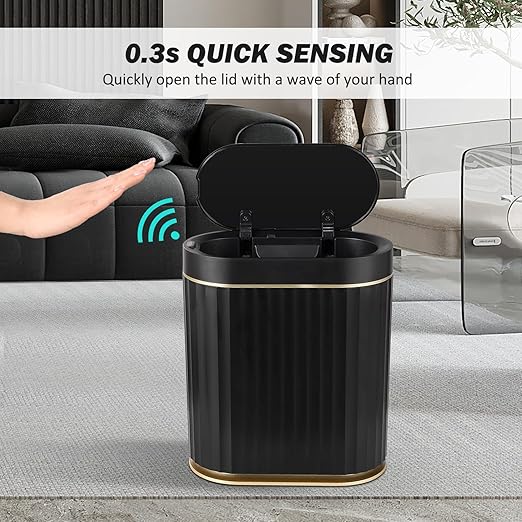 ELPHECO Black Bathroom Trash Can