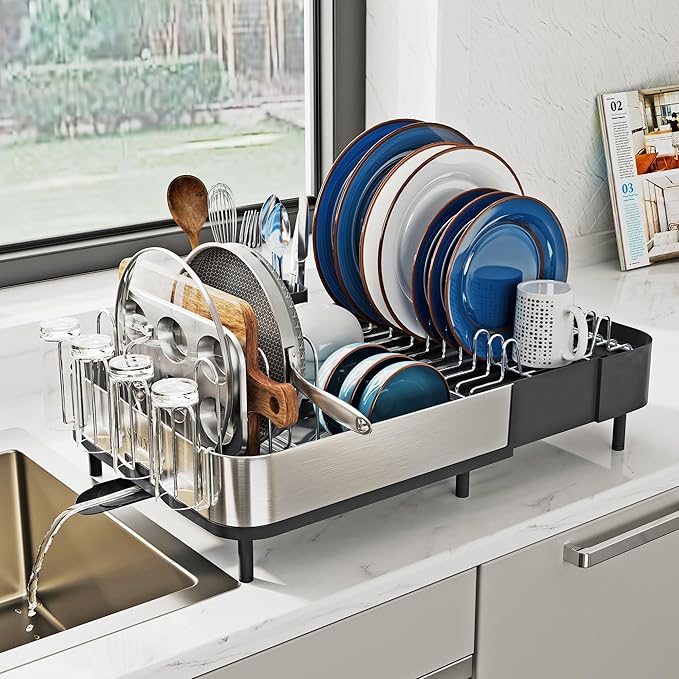 SUNLY Expandable Dish Drying Rack, Versatile Brackets