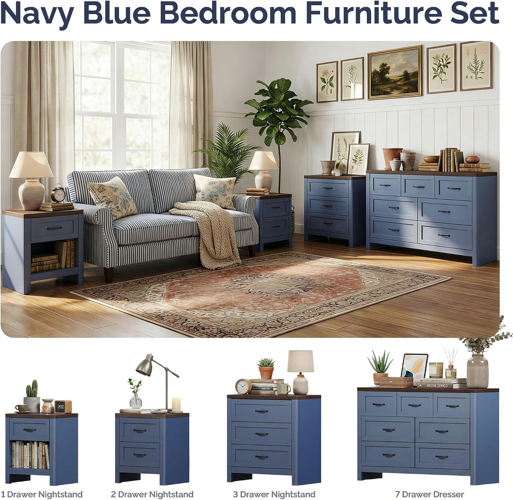 Farmhouse 7 Drawer Dresser for Bedroom, 47" Wide Modern Chest of Drawers