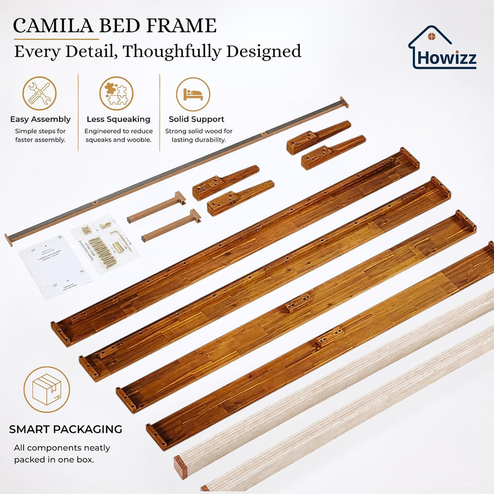 Camila 14'' Luxury Queen Bed Frame – Japanese Joinery Bed Frame, Wood...