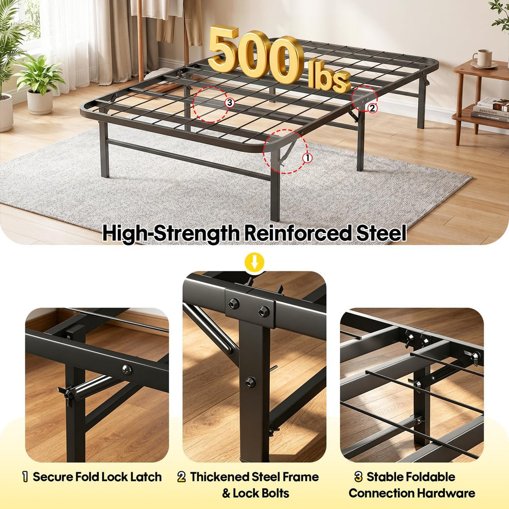 BestMassage | Twin Bed Frame | Metal | Heavy Duty Steel Slats with 6 Legs