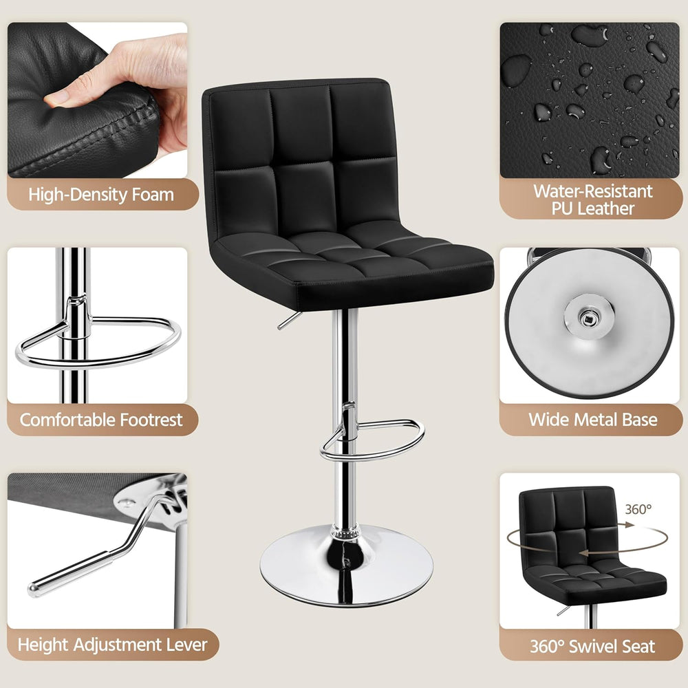 Yaheetech Bar Stools Set of 4, PU Leather Swivel Barstools, Height Adjustable...