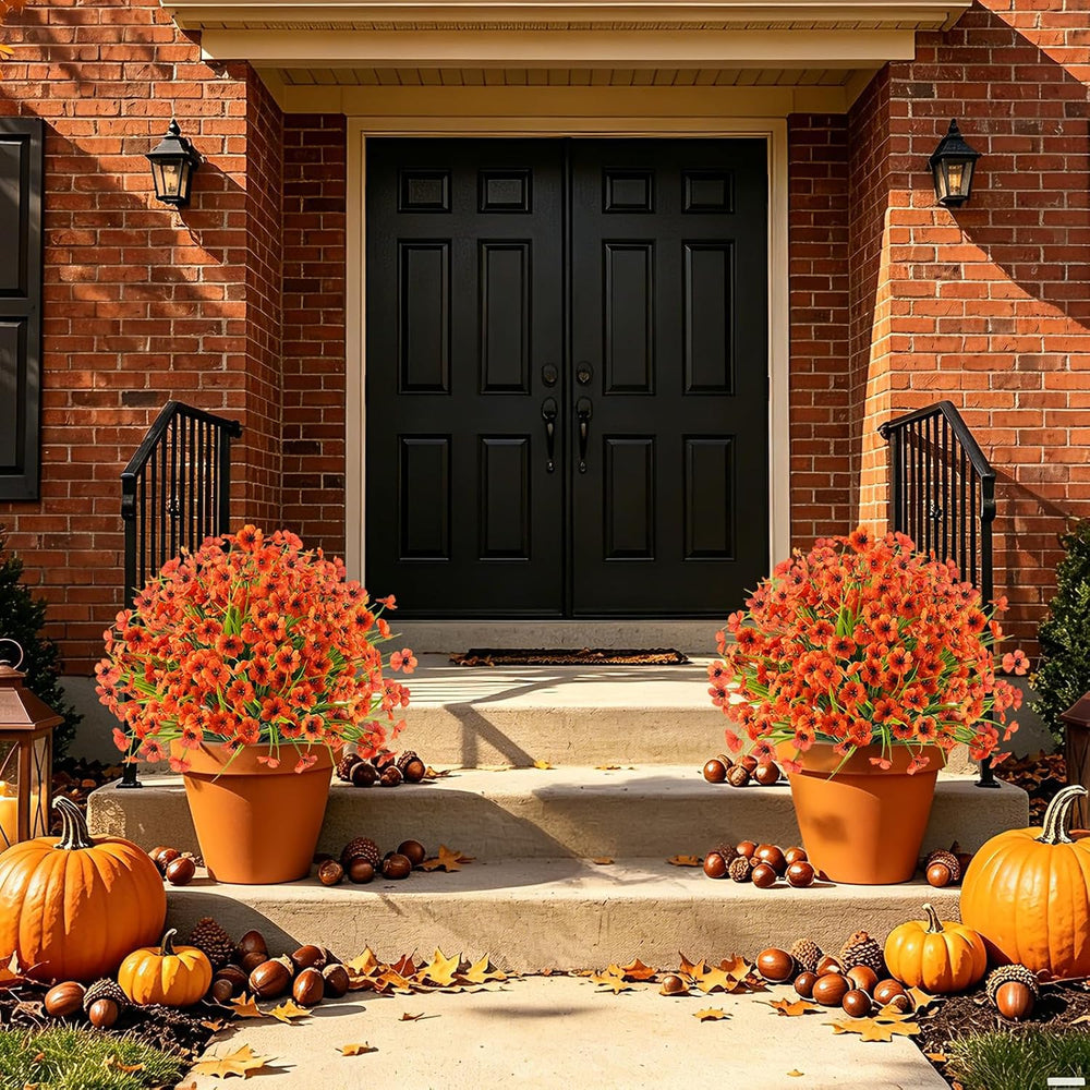 Grooy 2 Pack Artificial Fall Yellow Flower Topiary Balls for Outdoor