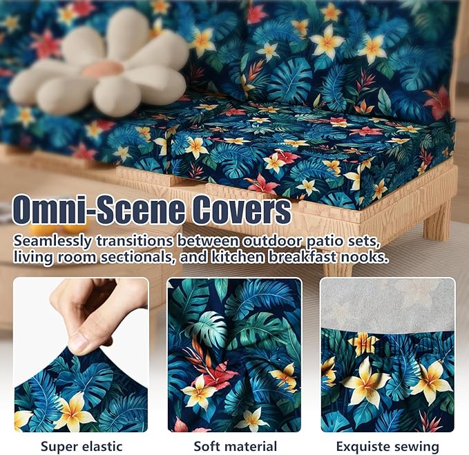 8Pcs Stretch Patio Cushion Covers, Outdoor Couch & Sofa Replacement Slipc...