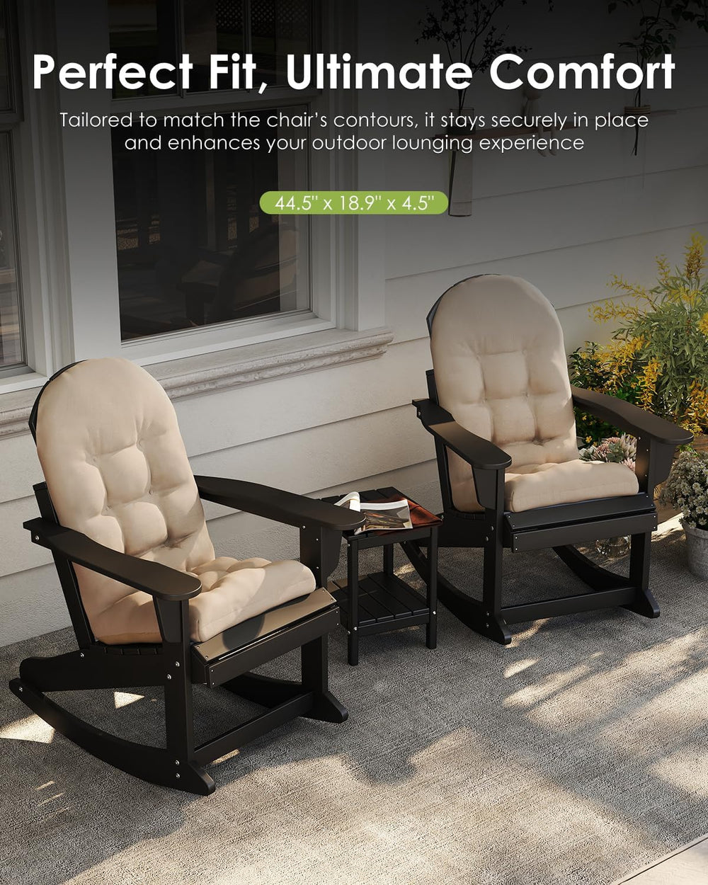GREENVINES Adirondack Chair Cushions Set of 2, Polyester, Beige