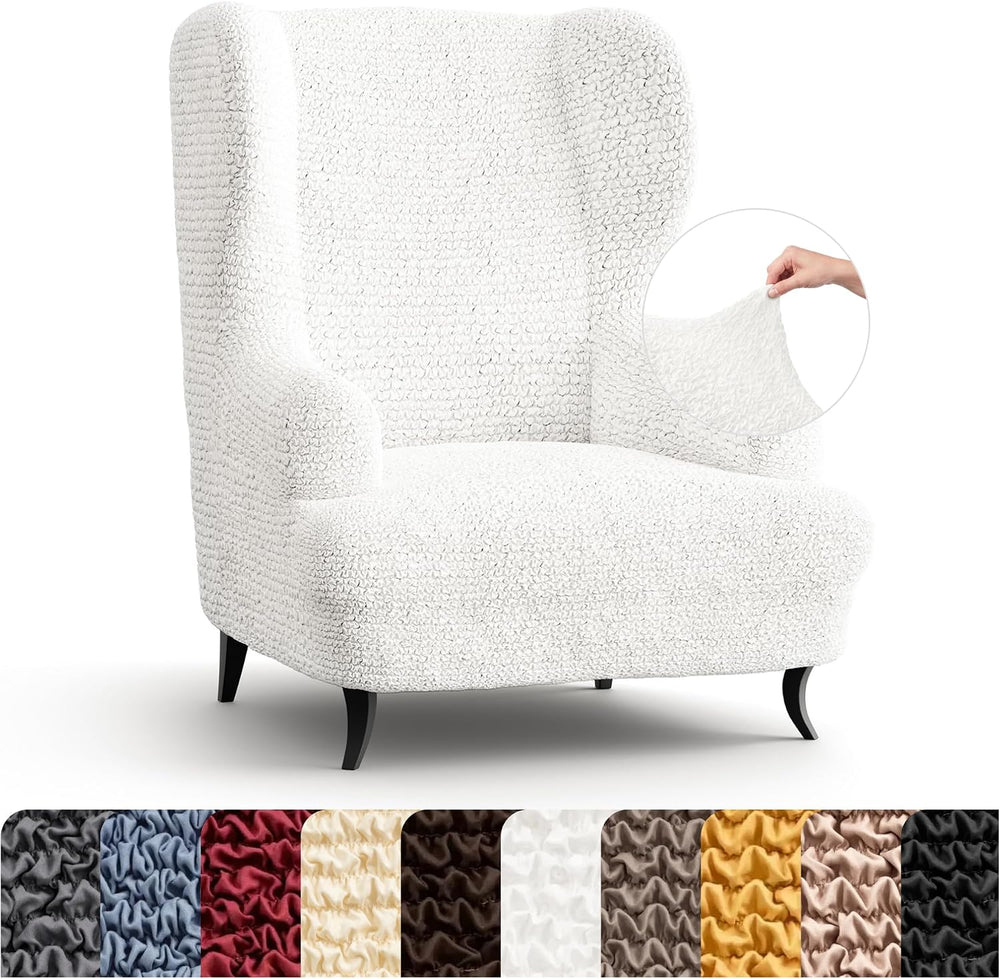 PAULATO BY GA.I.CO. Stretch Wingback Chair Slipcover 1-Piece – Bi-Elastic Win...