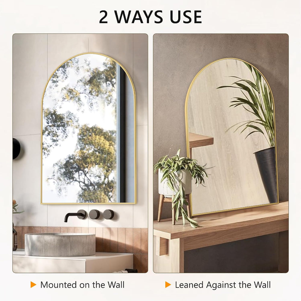 Arched Bathroom Mirror for Wall, 36" x 24" Metal Frame Vanity Mirro...