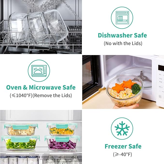 34pcs Glass Food Storage Containers