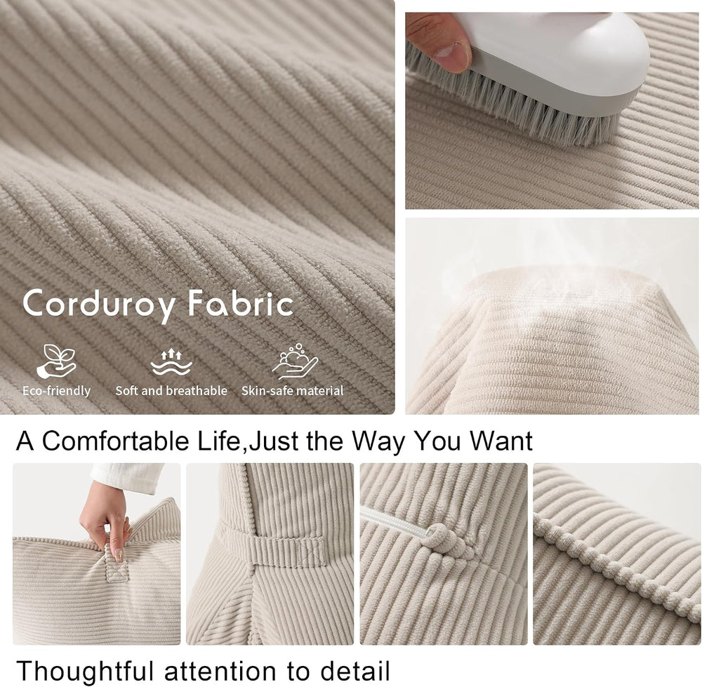 Pat. Pend. Corduroy Lumbar Support Back Pillow for Watching TV, Reading &...