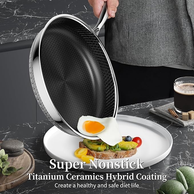 Innerwell Nonstick Titanium Ceramics Stainless Steel Frying Pan Set, 6 Pieces
