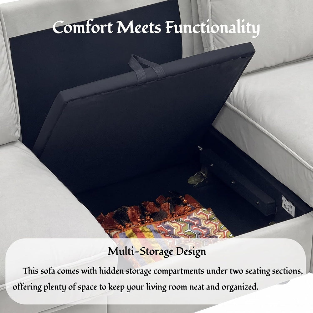 79" Velvet Love Seat Sofa, Futon Couch with Hidden Storage, Beige