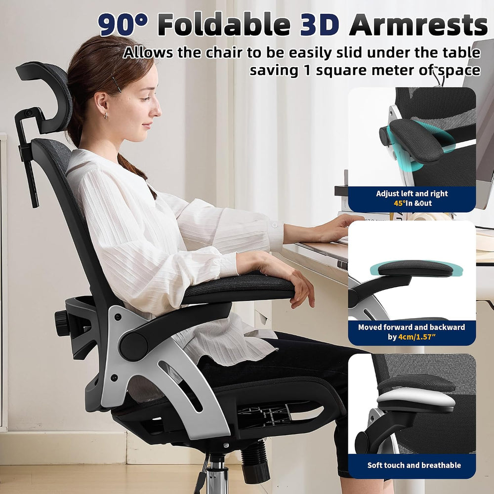 Fizzin Office Chair Mesh Desk Chair with 3D Armrests Computer Chair | Ergonom...