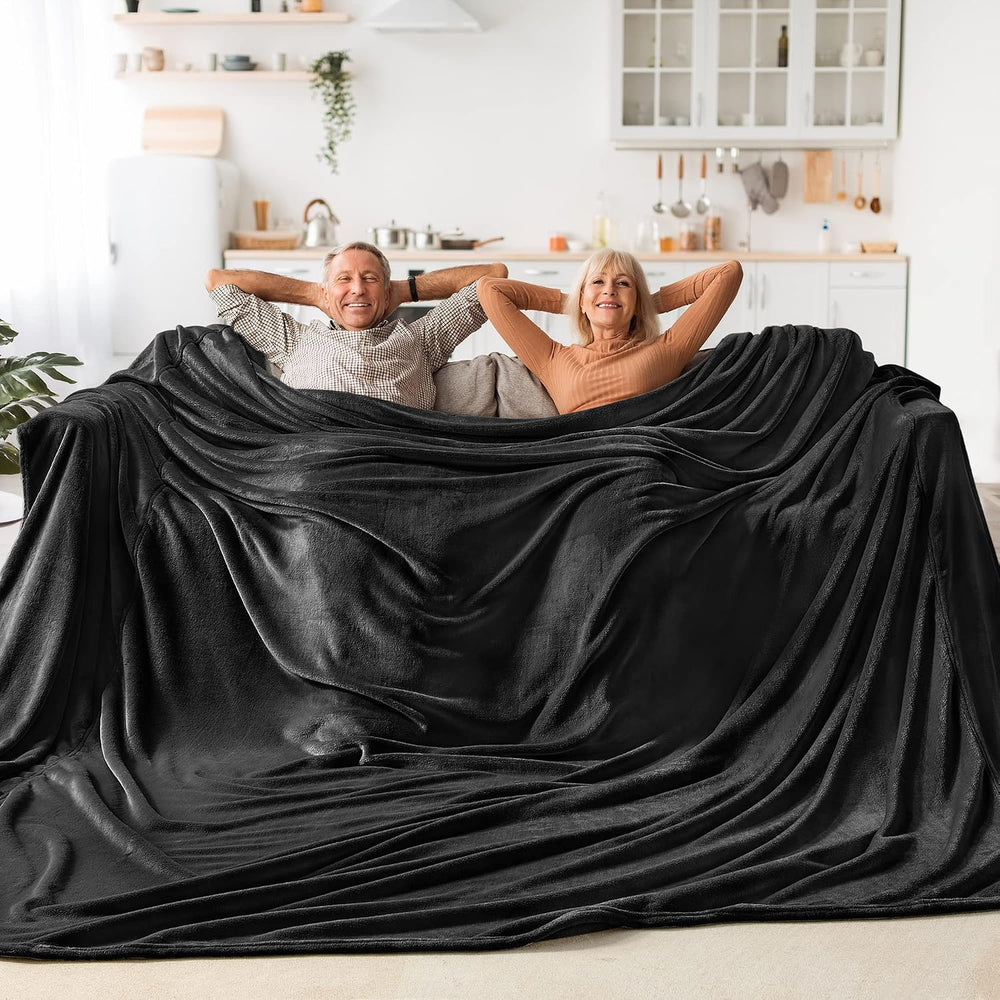 BEDELITE Fleece Blanket Soft Plush Oversized Bed Blanket Black 120"x120&...