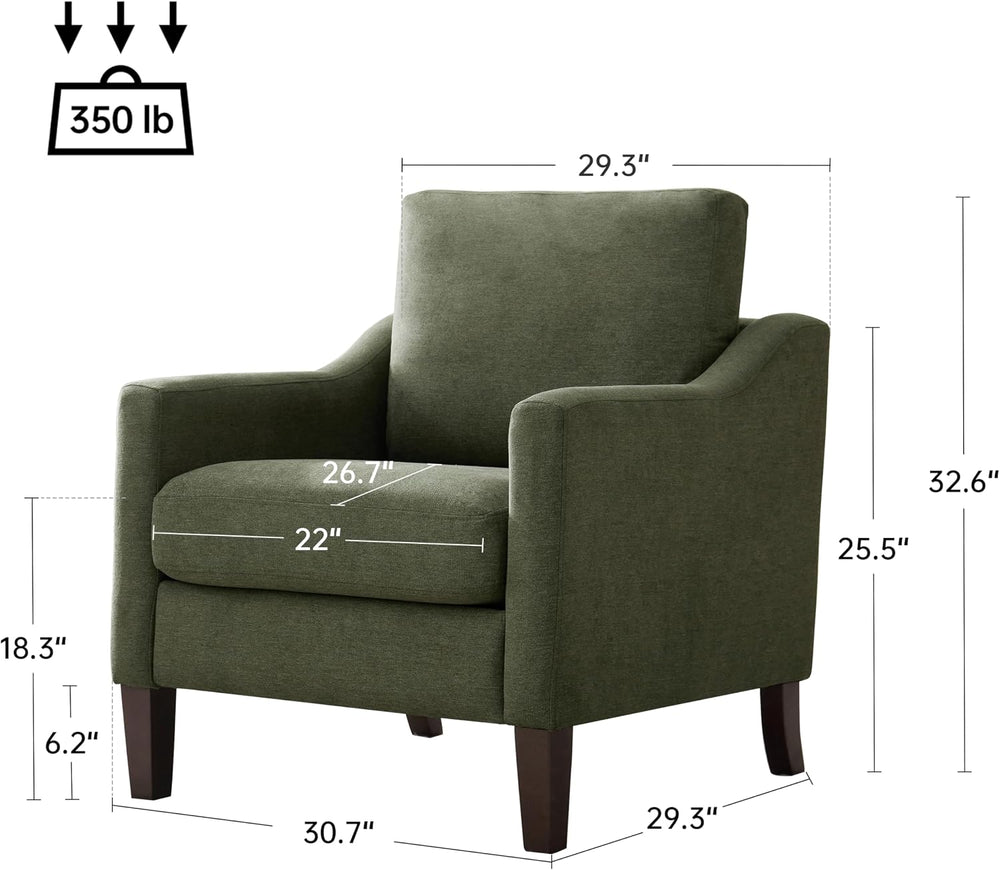 VKNOW Accent Chairs, Living Room Chairs with Wood Legs, Green