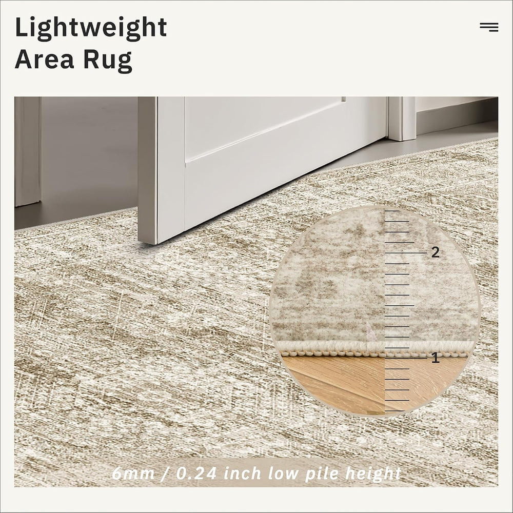 Soalmost 10x14 Area Rugs for Living Room Washable Rug Non-Slip Brown