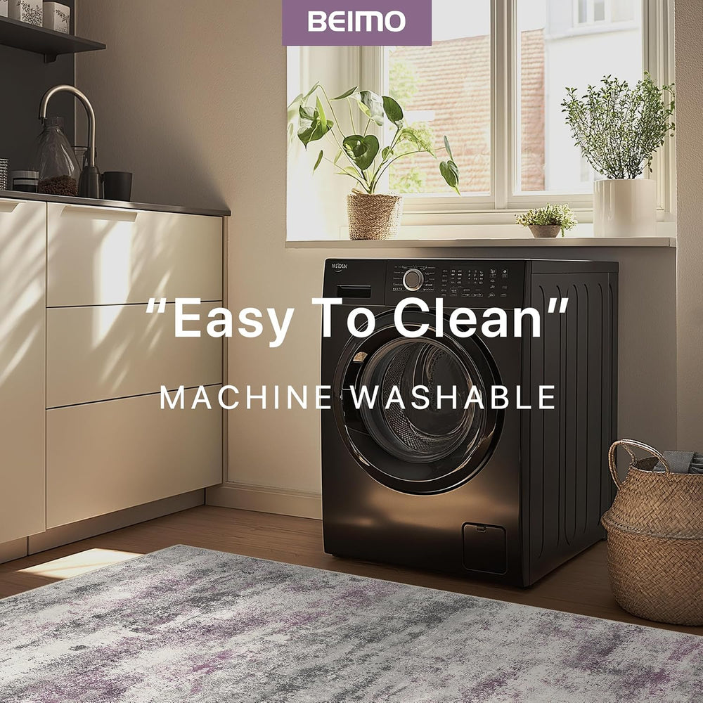 BEIMO 5x7 Area Rugs for Bedroom, Purple Grey Washable Abstract Non Slip Rug