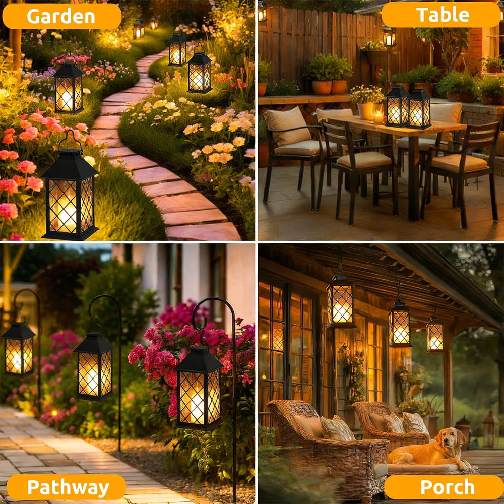 14'' Large Tempered Glass Solar Lanterns Outdoor Waterproof