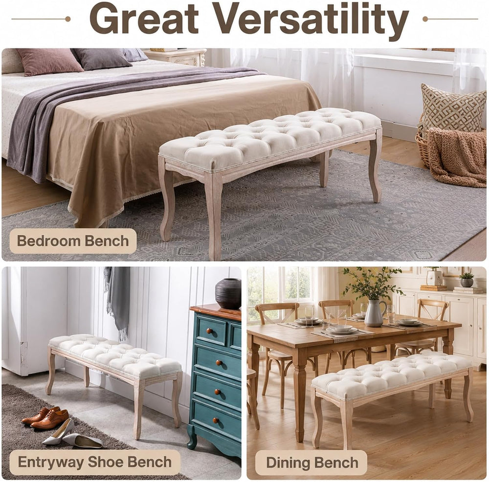 Anwick 43.3" Tufted Upholstered Entryway Bench, End of Bed Bench with Pa...