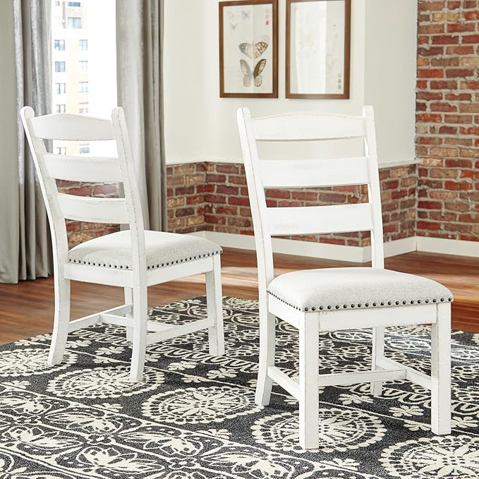 Signature Design by Ashley Valebeck Farmhouse Cushioned Dining Chair, 2 Count...