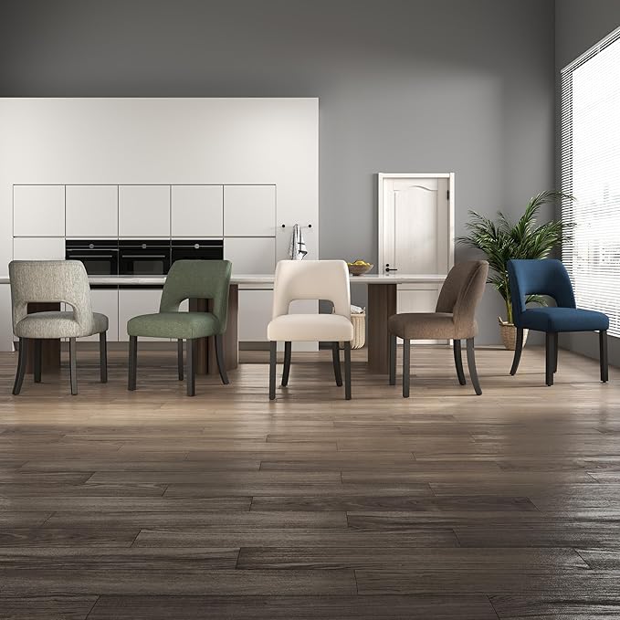 VKNOW Wooden Dining Chairs Set of 2, Modern Fabric Upholstered Dining Room Ch...