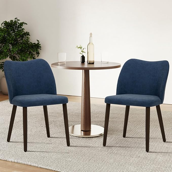 COLAMY Upholstered Dining Chairs Set of 2, Modern PU Leather Dining Room Kitc...