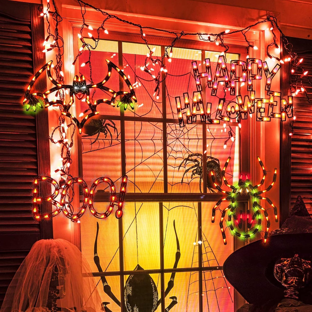 LAMPHOME Halloween Decorations Window Silhouette Holiday Displays, Lighted Bo...