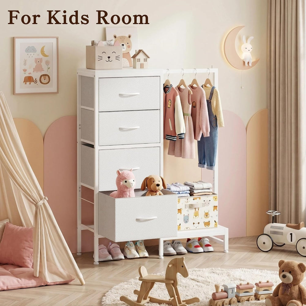 Tall Dresser 44''H with Hanging Rack, 4 Drawers Small Closet Dresser ...