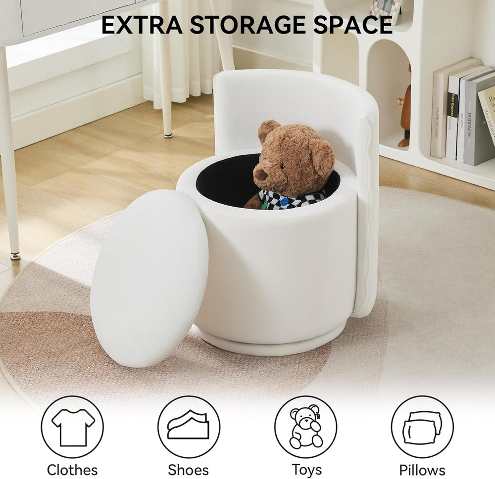 WUTUTUEE Velvet Vanity Chair with Storage, 360° Swivel Makeup Chair with Wave...