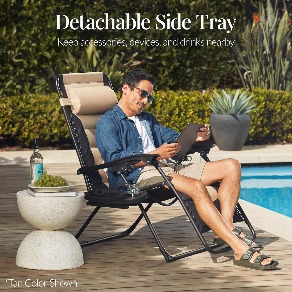 Best Choice Products Oversized Padded Zero Gravity Chair, Folding Outdoor Pat...