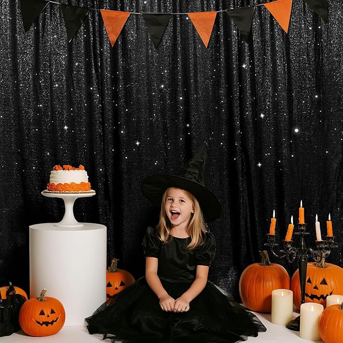 SquarePie Sequin Backdrop Less See Through Background for Wedding Halloween P...