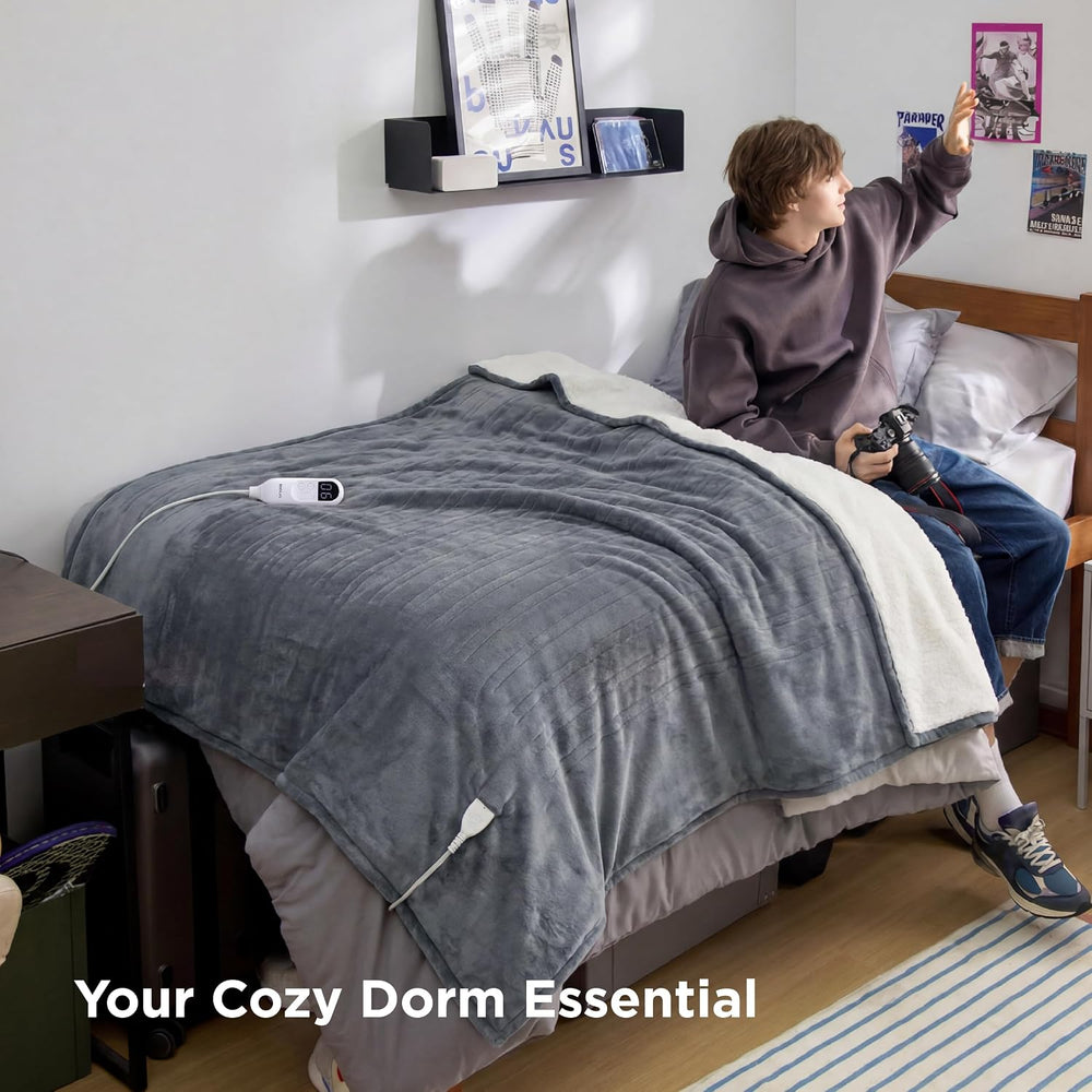 Bedsure Electric Blanket Twin with Preheat Function - Soft Flannel Heated Bla...