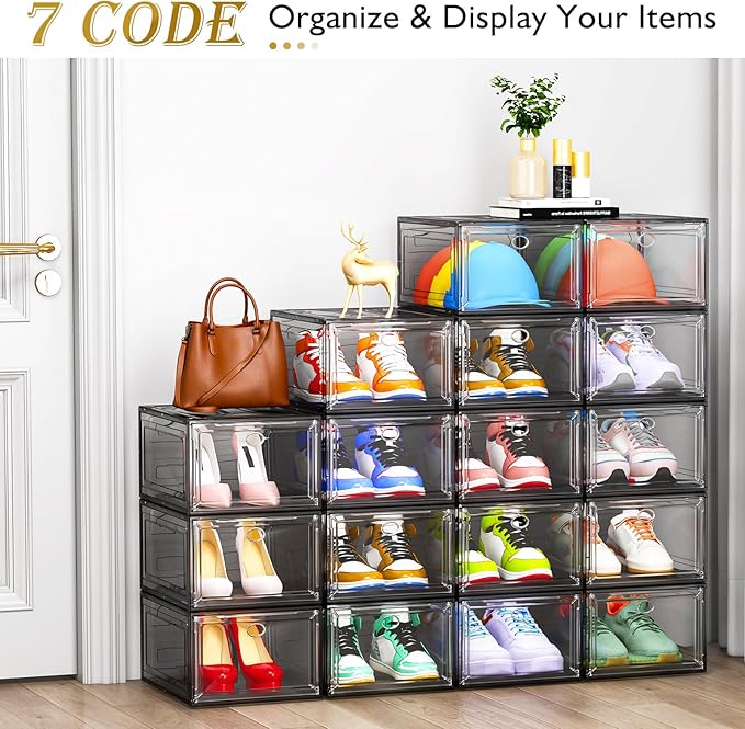 12 Pack Clear Shoe Storage Organizer