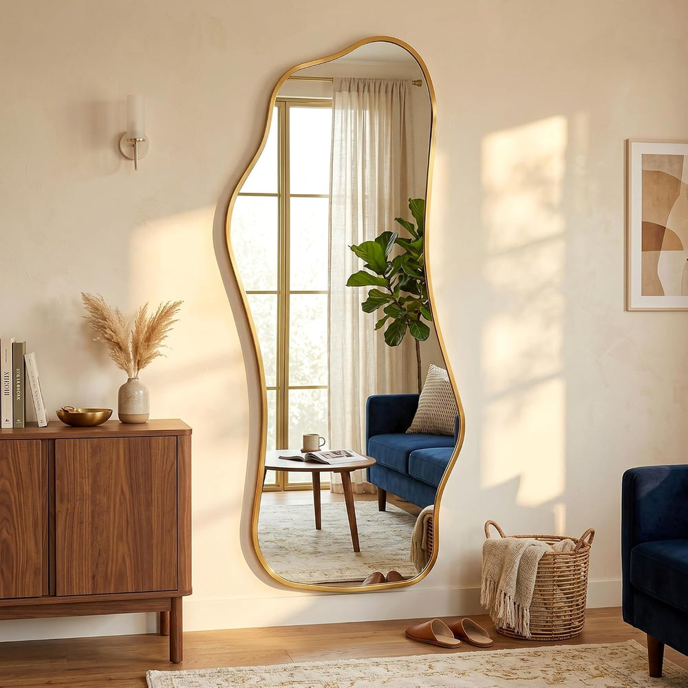Irregular Full Length Mirror,Wavy Decorative Floor Mirror 62.2"ร22.8&quo...