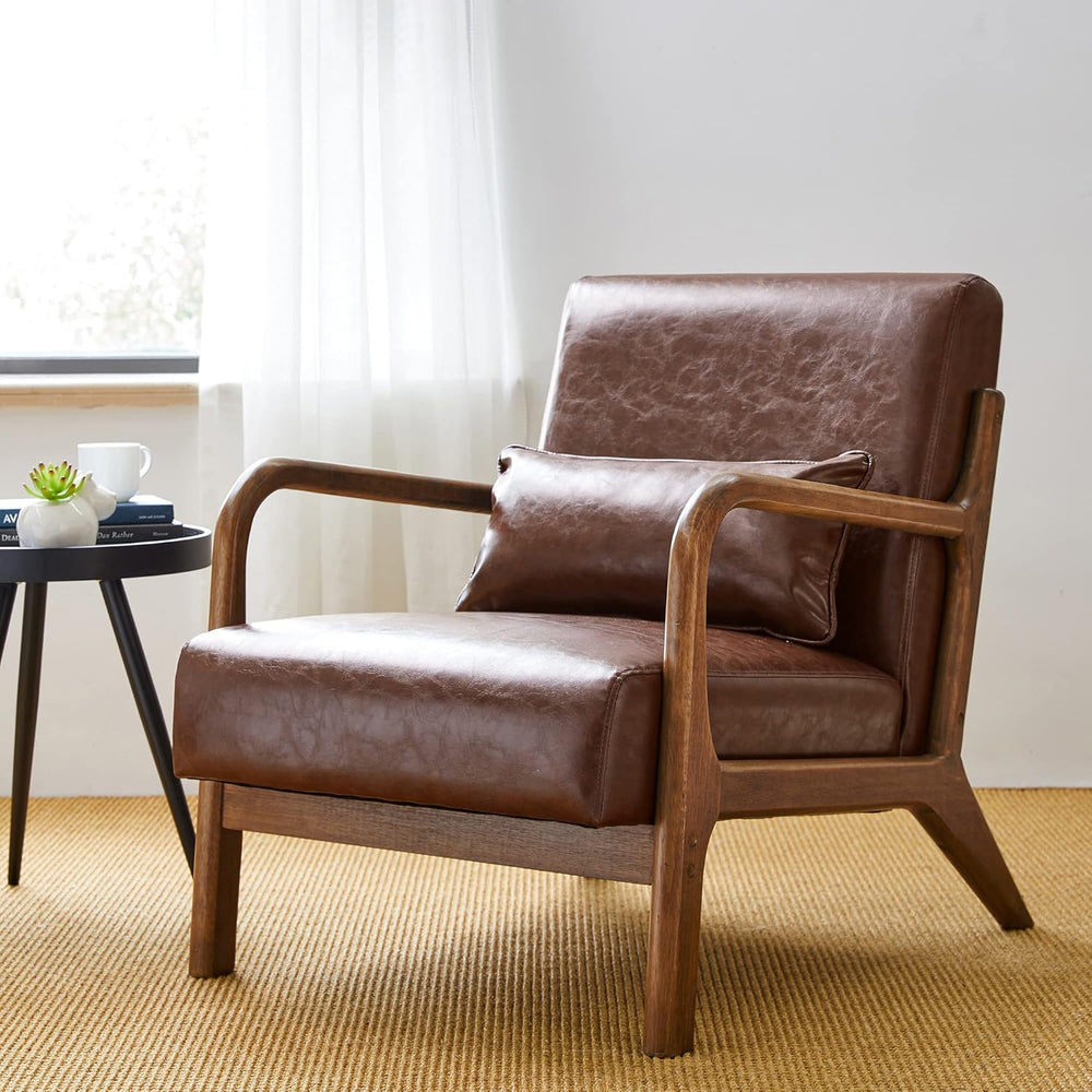 Glitzhome 30.75 "H Mid Century Coffee Accent Armchair, Single Reading Ar...
