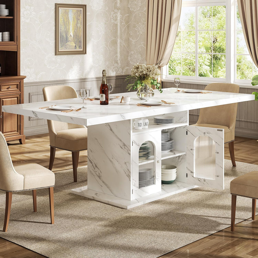 HSH Dining Table for 4–6, 63" Modern Kitchen Dining Room Table with Stor...