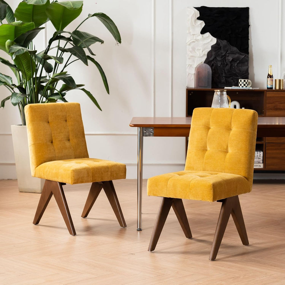 Rowill Modern Upholstered Dining Chairs Parsons Chair Linen Fabric Kitchen Ch...