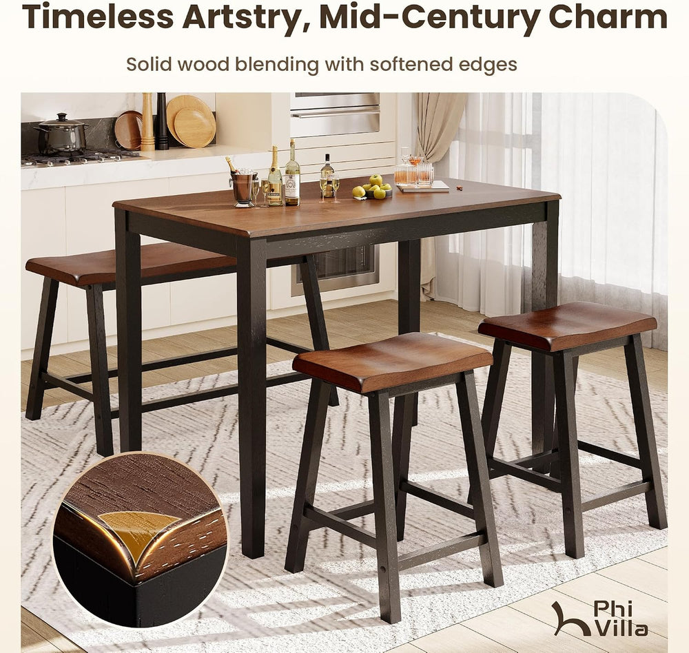 PHI VILLA Dining Table Set for 4, Kitchen Table Set with Bench and Chairs, So...